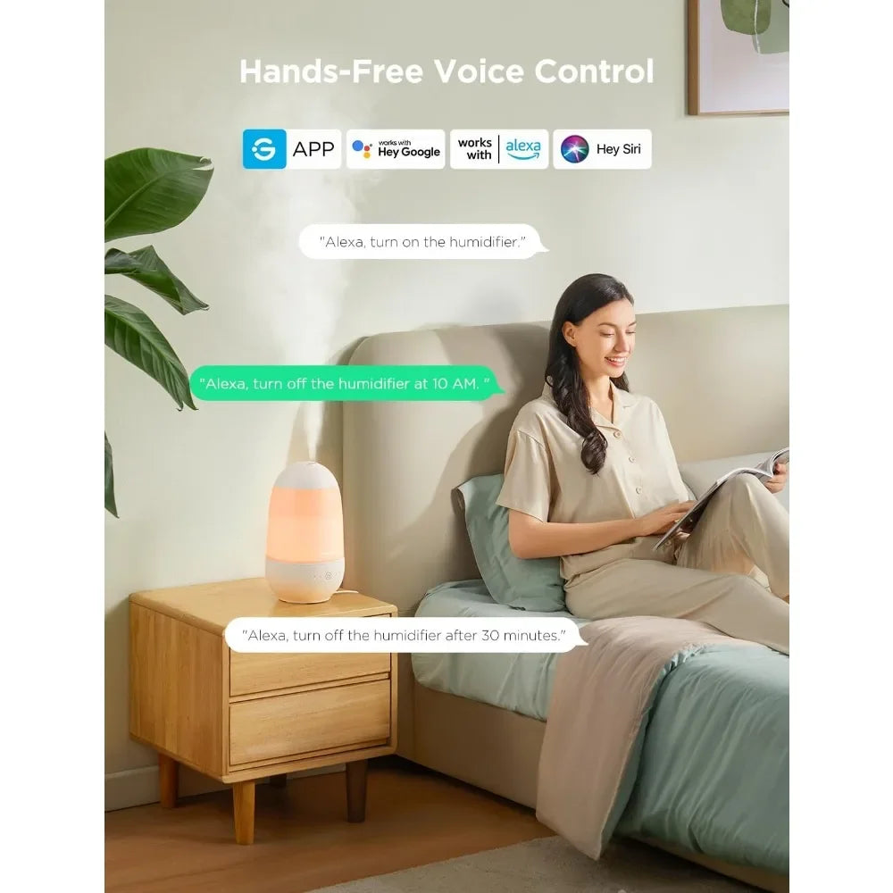 Smart Mini Humidifier for Baby Nursery, Top Fill Cool Mist Humidifier with Scent Diffuser & Nightlight, Built-in Sensor