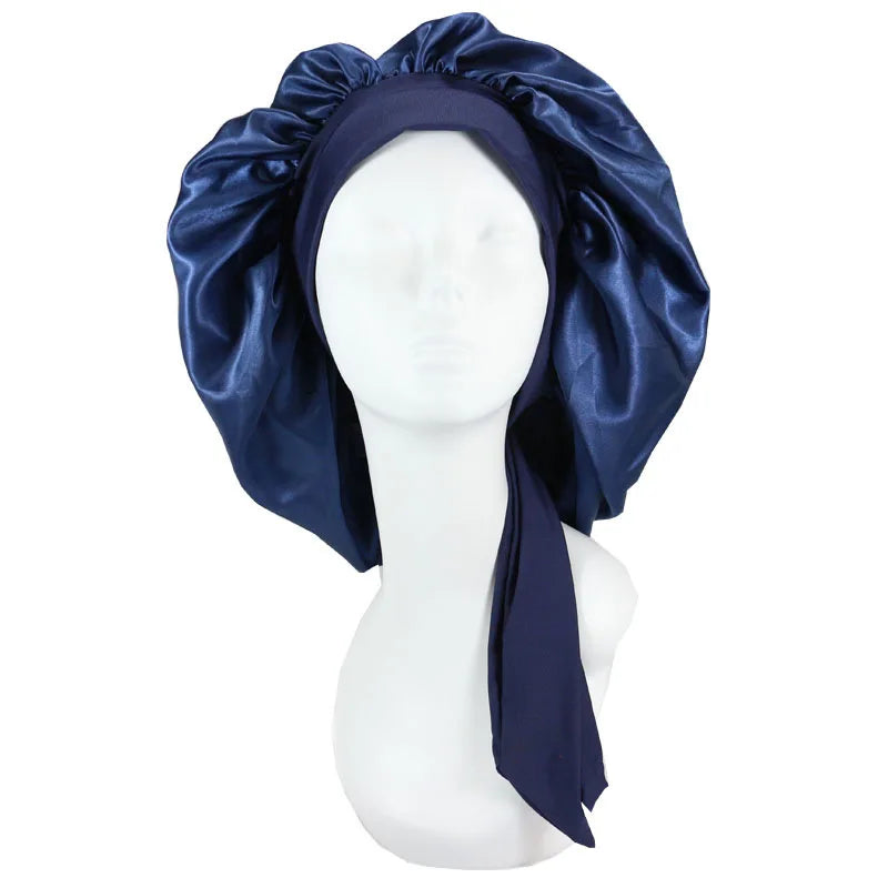 Unisex Satin Solid Bonnet Sleeping Hat Night Sleep Cap