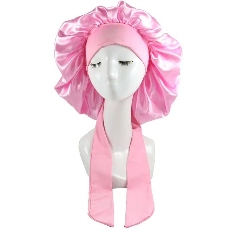Unisex Satin Solid Bonnet Sleeping Hat Night Sleep Cap