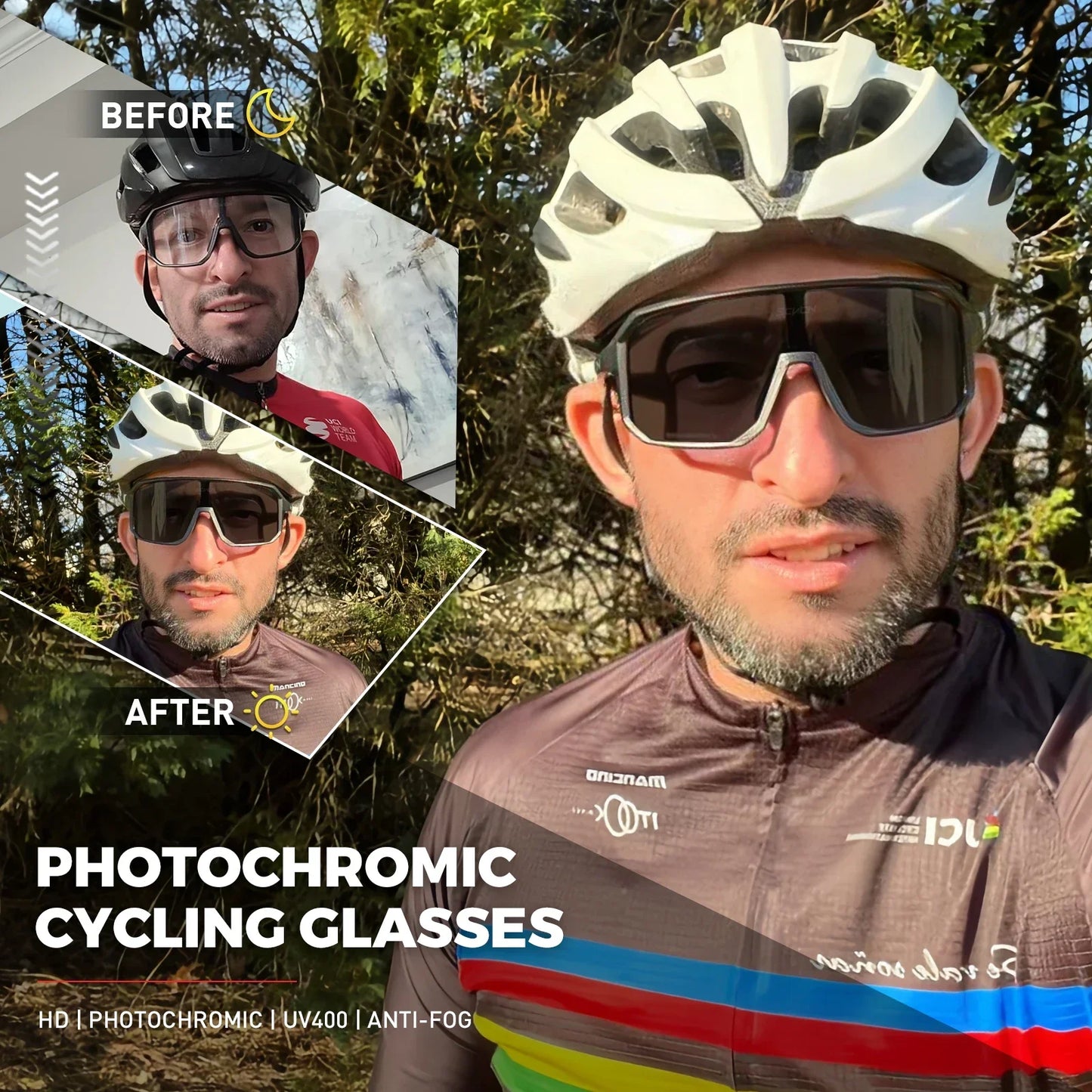Unisex Photochromic Cycling Sunglasses for Outdoor Sports
