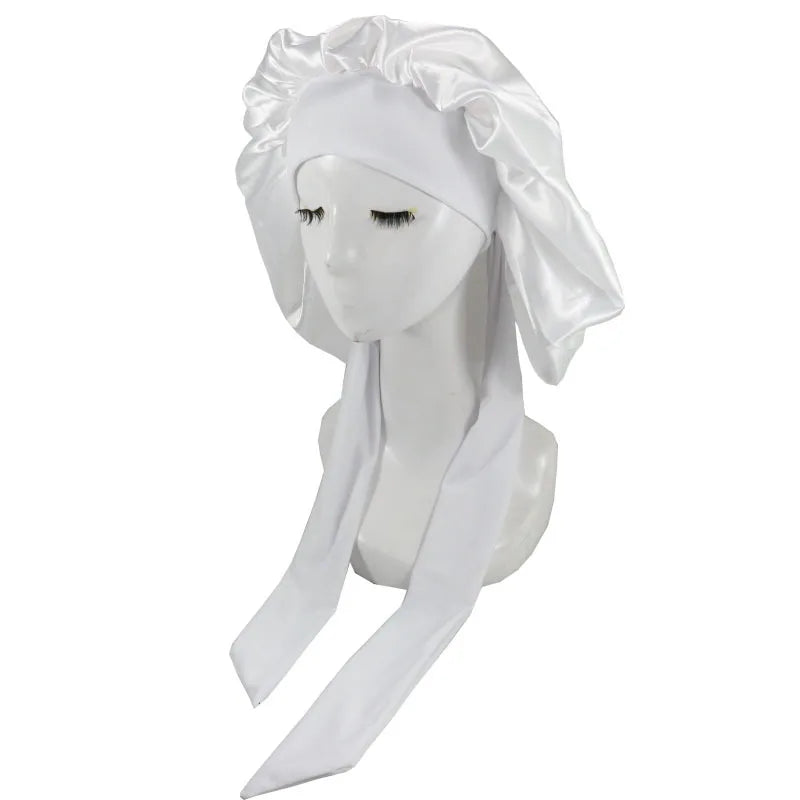 Unisex Satin Solid Bonnet Sleeping Hat Night Sleep Cap