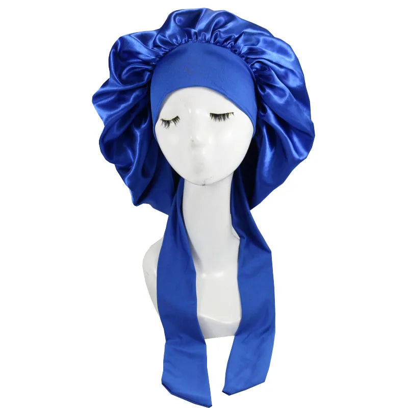 Unisex Satin Solid Bonnet Sleeping Hat Night Sleep Cap