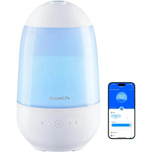 Smart Mini Humidifier for Baby Nursery, Top Fill Cool Mist Humidifier with Scent Diffuser & Nightlight, Built-in Sensor