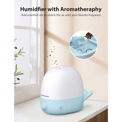 Willow Whale 2.5L Cool Mist Humidifier for Home, Nursery, Baby with Essential Oil Diffuser, BPA Free