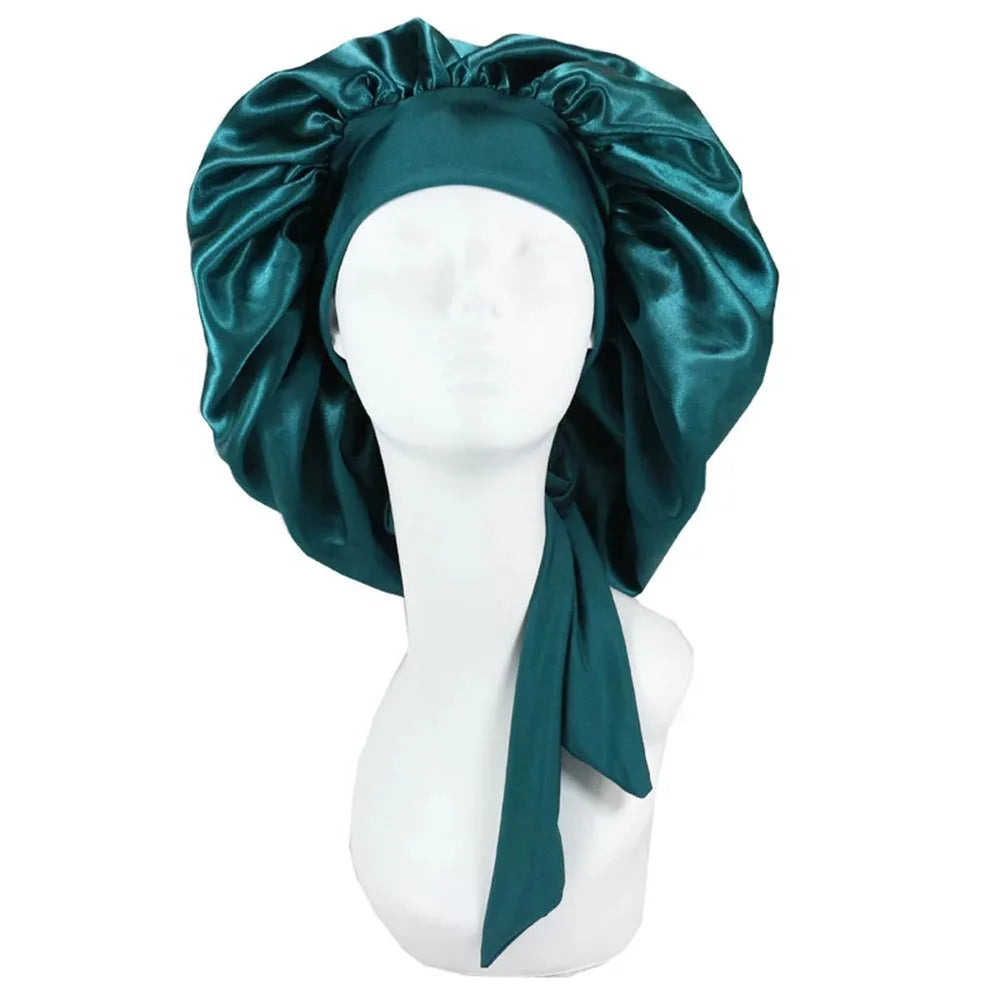 Unisex Satin Solid Bonnet Sleeping Hat Night Sleep Cap